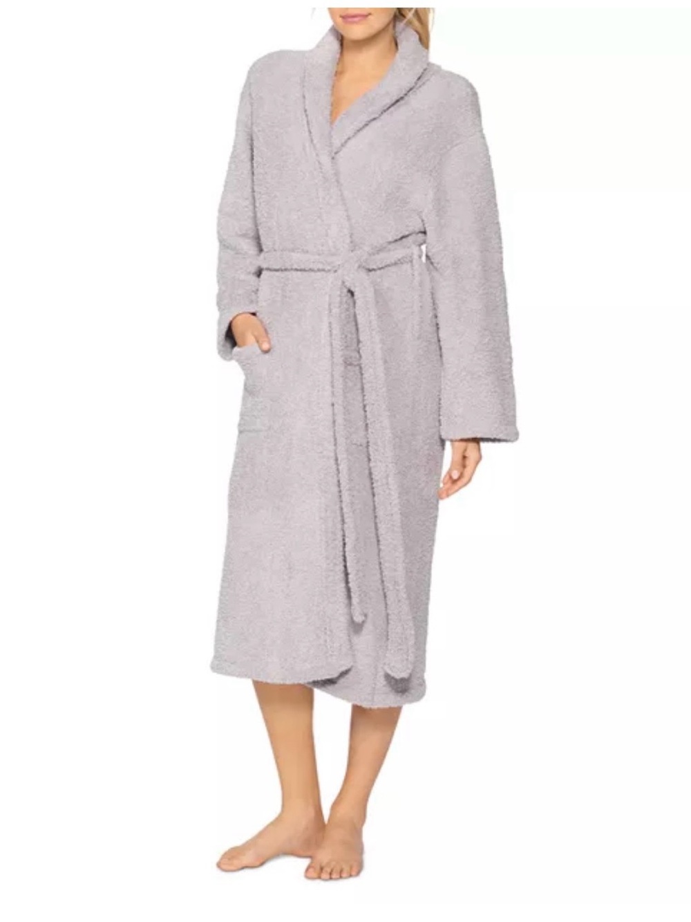 Barefoot Dreams Cozy Shawl Collar Robe - Light Gray Size3 Large.